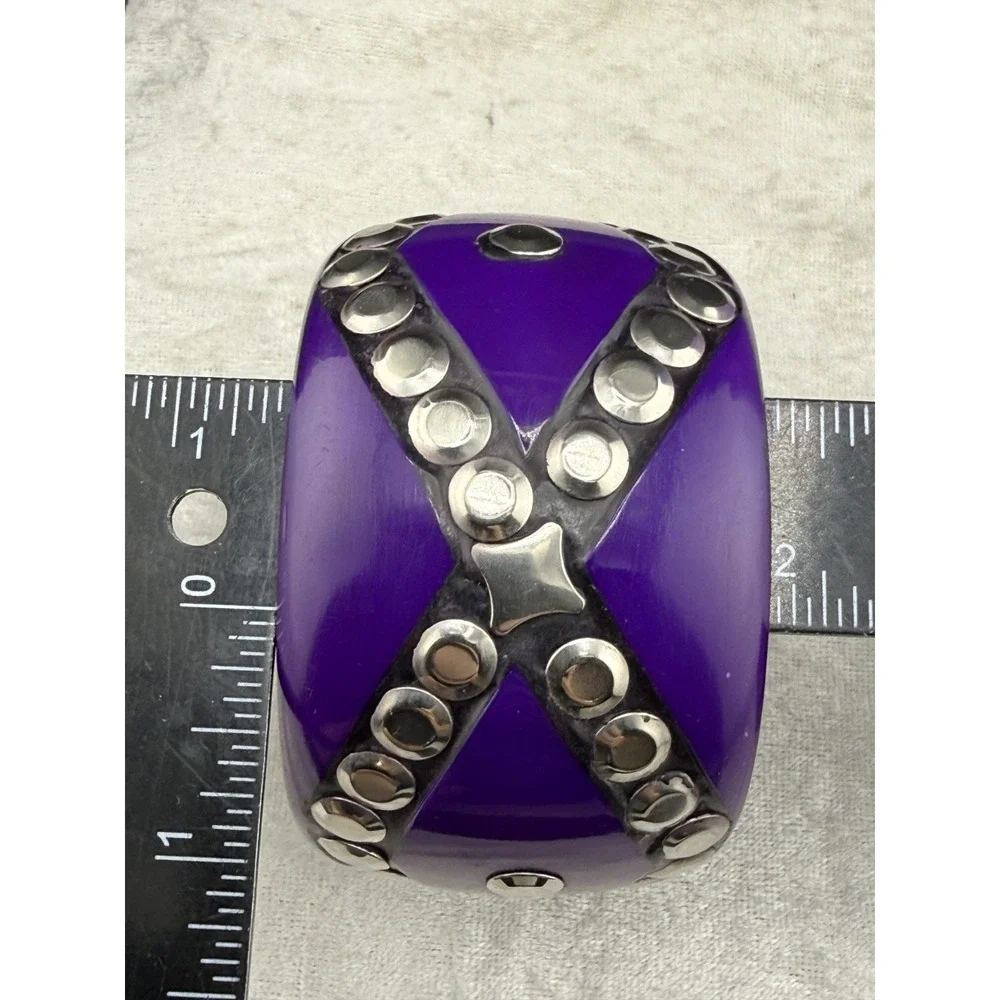 Vintage Purple Bangle Bracelet Chunky Studded‎